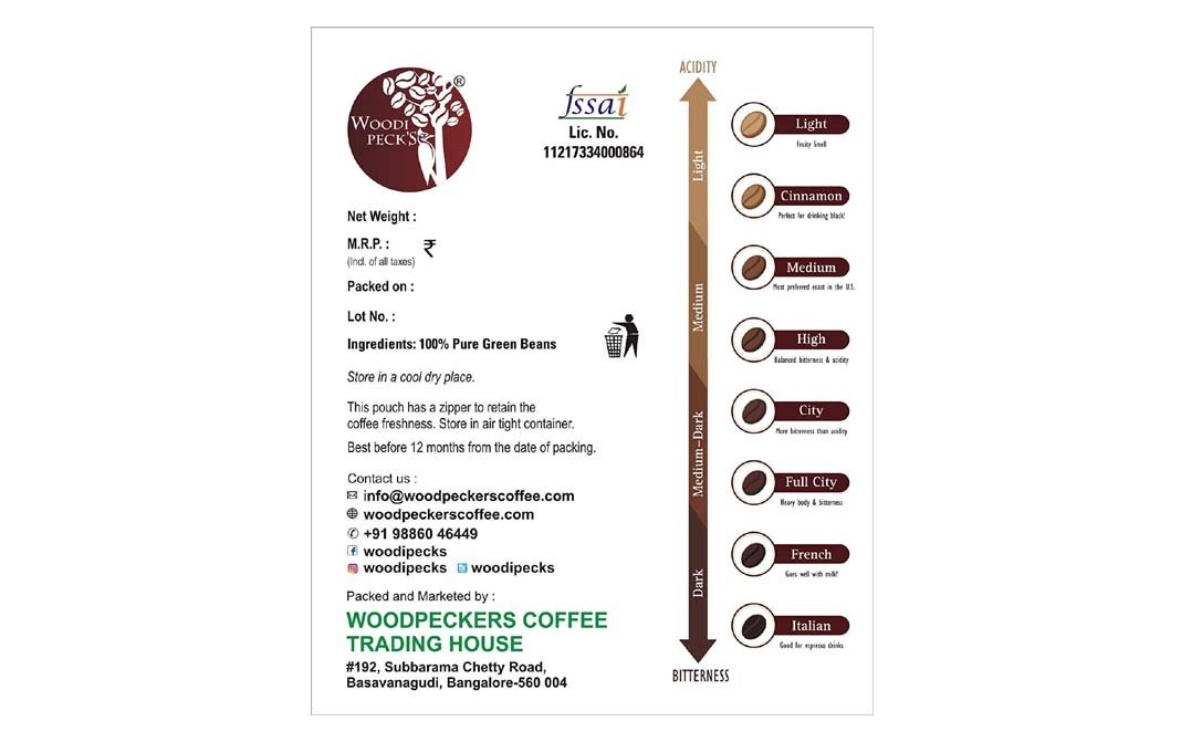 Woodi Peck's Green Coffee Beans    Box  200 grams
